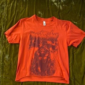 orange weedeater slight crop tee american apparel